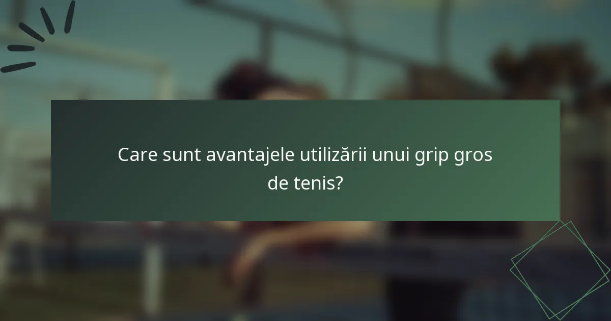 Care sunt avantajele utilizării unui grip gros de tenis?