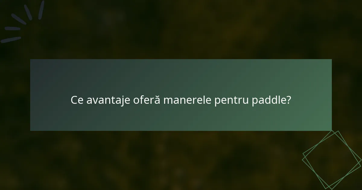 Ce avantaje oferă manerele pentru paddle?