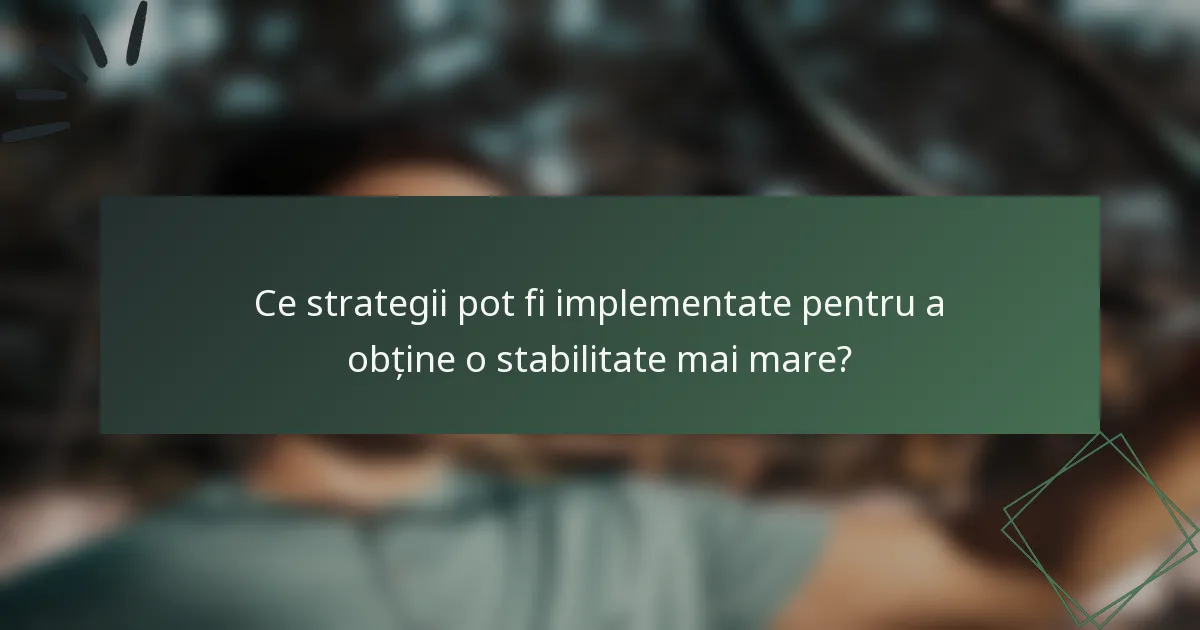 Ce strategii pot fi implementate pentru a obține o stabilitate mai mare?