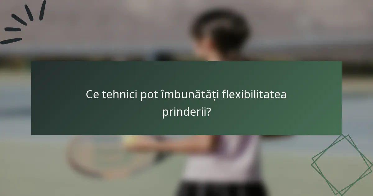 Ce tehnici pot îmbunătăți flexibilitatea prinderii?