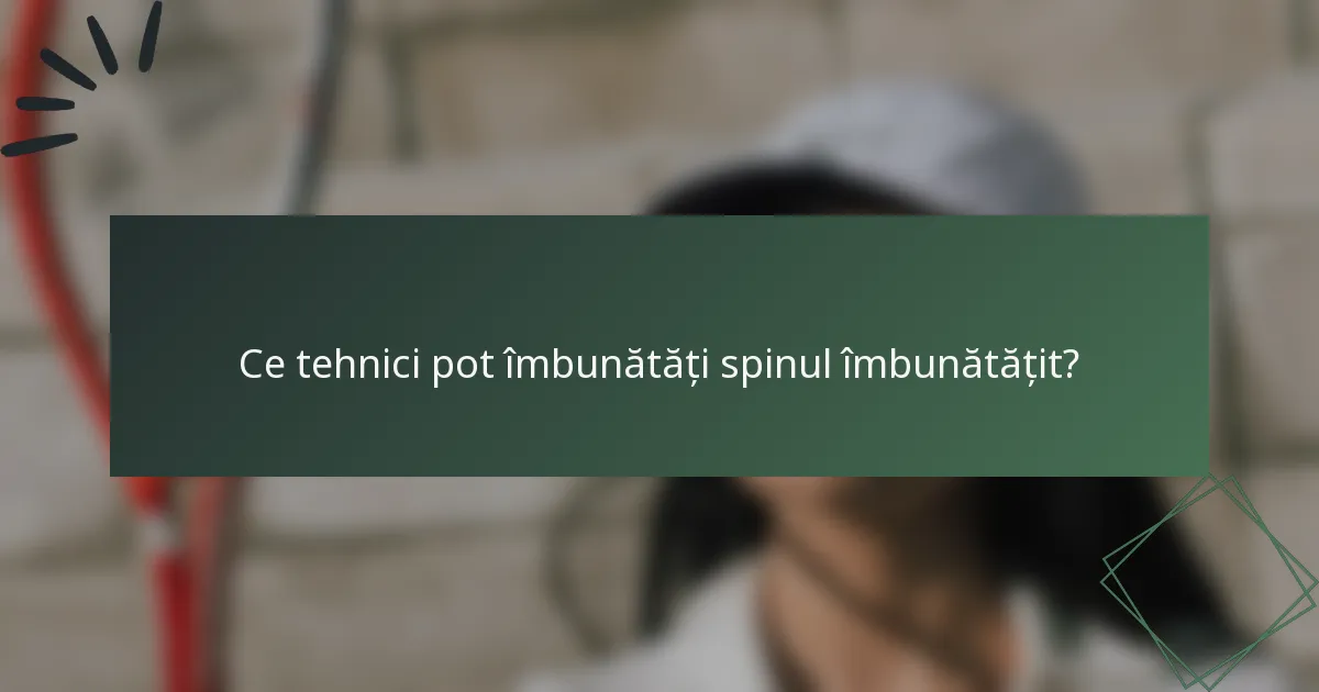 Ce tehnici pot îmbunătăți spinul îmbunătățit?